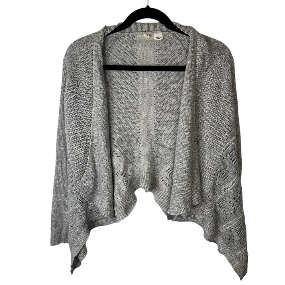 MOTH Anthropologie Open Front Cascade Drape Cardigan Sweater Gray Womens Small